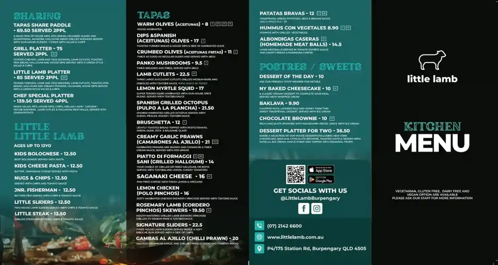 restaurant menu's