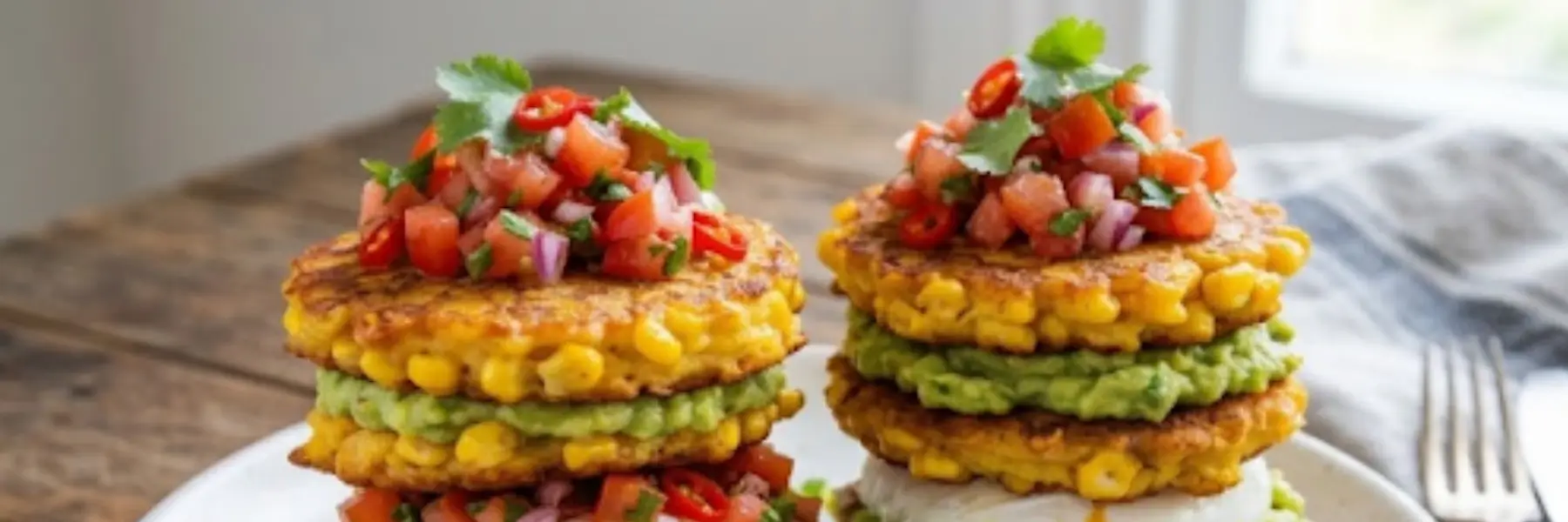 corn fritter stacks